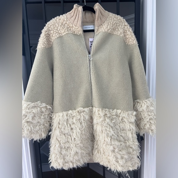 SOLD. Something Navy Faux Sherling Coat - Picture 2 of 10